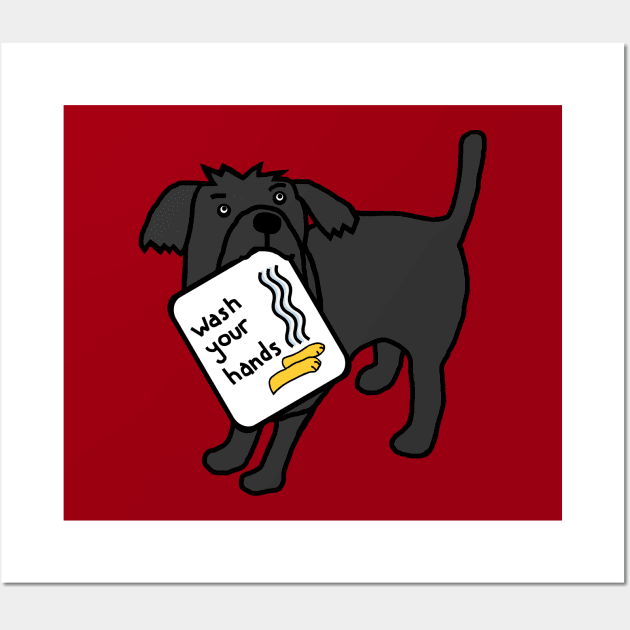 Cute Dog says Wash Your Hands Wall Art by ellenhenryart